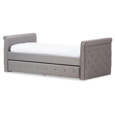 Twin Swanson Modern And Contemporary Fabric Tufted Daybed With Roll-Out Trundle Guest Bed - Baxton Studio 14 Twin Swanson Modern And Contemporary Fabric Tufted Daybed With Roll-Out Trundle Guest Bed - Baxton Studio - Image 14