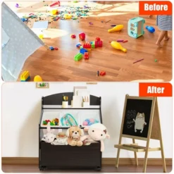 Costway Kids Wooden Toy Storage Unit Organizer W/Rolling Toy Box & Plastic Bins NaturalEspresso -Homcom Store GUEST 6649d054 ddae 4200 95c9 643014cf866f
