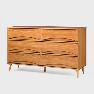 Mid-Century Modern Contoured 6 Drawer Dresser - Saracina Home 11 Mid-Century Modern Contoured 6 Drawer Dresser - Saracina Home - Image 11