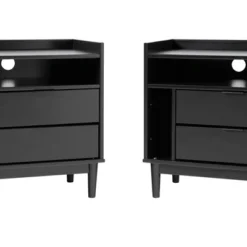 2pk Mid-Century Modern Solid Wood 2 Drawer Storage Nightstands - Saracina Home 16 2pk Mid-Century Modern Solid Wood 2 Drawer Storage Nightstands - Saracina Home -Homcom Store GUEST 68ea8919 fae8 48c6 aef2 14de0162909c