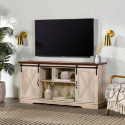 Modern Transitional Sliding Barndoor TV Stand For TVs Up To 65"- Saracina Home -Homcom Store GUEST 6cfa14d3 36c0 4768 9784 c3a77c7e184f