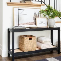 Console Table With Woven Rattan Shelf Black - Threshold™ Designed With Studio McGee 16 Console Table With Woven Rattan Shelf Black - Threshold™ Designed With Studio McGee -Homcom Store GUEST 6e7f68b7 50c5 44c5 965d a4d52aa919cd