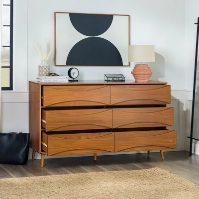 Mid-Century Modern Contoured 6 Drawer Dresser - Saracina Home 6 Mid-Century Modern Contoured 6 Drawer Dresser - Saracina Home - Image 6