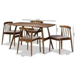 5pc Wyatt Midcentury Modern Walnut Wood Dining Set Beige/Brown - Baxton Studio 15 5pc Wyatt Midcentury Modern Walnut Wood Dining Set Beige/Brown - Baxton Studio -Homcom Store GUEST 70d31893 4b7e 44ea 8caf 409763495337