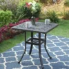 Outdoor Cast Aluminum Table With 1.97" Umbrella Hole - Brown - Captiva Designs