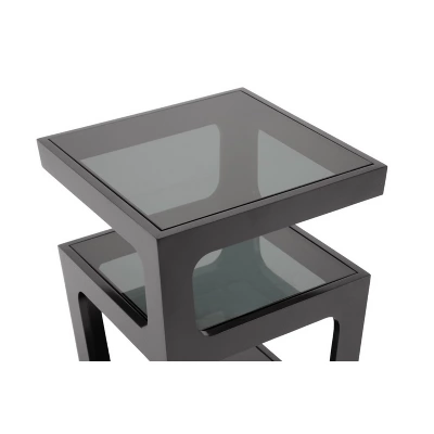 Clara Modern End Table With 3 Tieglass Shelves Black - Baxton Studio 2 Clara Modern End Table With 3 Tieglass Shelves Black - Baxton Studio - Image 2