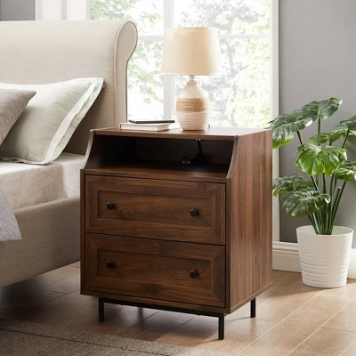 Transitional 2 Drawer Nightstand With USB Port - Saracina Home 6 Transitional 2 Drawer Nightstand With USB Port - Saracina Home - Image 6