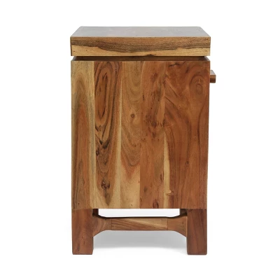 Wadley Boho Handcrafted Acacia Wood Nightstand Natural - Christopher Knight Home 4 Wadley Boho Handcrafted Acacia Wood Nightstand Natural - Christopher Knight Home - Image 4