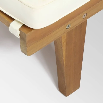 Ariana 3pc Acacia Wood Chaise Lounge Set - Teak/Cream - Christopher Knight Home 4 Ariana 3pc Acacia Wood Chaise Lounge Set - Teak/Cream - Christopher Knight Home - Image 4