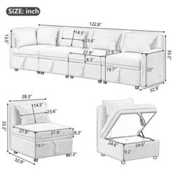 122.8" Minimalist Convertible Modular Sofa, Upholstered Sectional Sofa Couch With 5 Pillows-ModernLuxe 15 122.8" Minimalist Convertible Modular Sofa, Upholstered Sectional Sofa Couch With 5 Pillows-ModernLuxe -Homcom Store GUEST 793e584d 807e 4842 8190 13b2a3034754