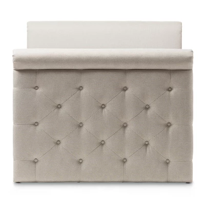 Twin Swanson Modern And Contemporary Fabric Tufted Daybed With Roll-Out Trundle Guest Bed - Baxton Studio 2 Twin Swanson Modern And Contemporary Fabric Tufted Daybed With Roll-Out Trundle Guest Bed - Baxton Studio - Image 2