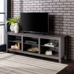 Transitional 6 Cubby Wood Open Storage Wood TV Stand For TVs Up To 80"- Saracina Home -Homcom Store GUEST 79e53a3c 9e15 40b4 ae14 2a20944d3dac