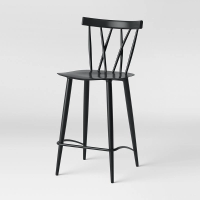 Set Of 2 Becket Metal X Back Counter Height Barstool Black - Threshold™ 3 Set Of 2 Becket Metal X Back Counter Height Barstool Black - Threshold™ - Image 3