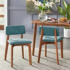 4pc Nettie Mid-Century Modern Dining Set With Bench Walnut/Teal - Buylateral -Homcom Store GUEST 7bbe3003 7bc4 46fa 96c2 4c125c385dab