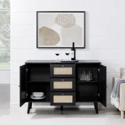 Modern Boho Wood And Rattan Storage Sideboard Black - Saracina Home 12 Modern Boho Wood And Rattan Storage Sideboard Black - Saracina Home -Homcom Store GUEST 7bc37572 f000 43c4 929d e98d99d140c8