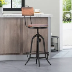 Clarkson Modern Industrial Adjustable Barstool Natural/Black - Christopher Knight Home