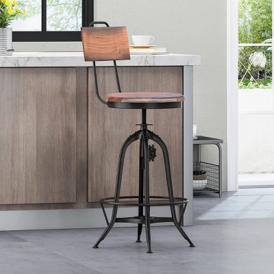 Clarkson Modern Industrial Adjustable Barstool Natural/Black - Christopher Knight Home 1 Clarkson Modern Industrial Adjustable Barstool Natural/Black - Christopher Knight Home