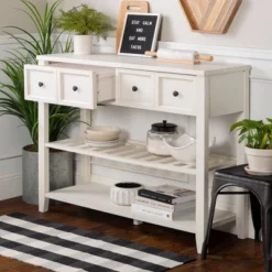 48" Farmhouse Solid Wood 2 Drawer Buffet White - Saracina Home -Homcom Store GUEST 7e393f61 c951 4f50 a393 b5683bb39207
