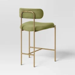 Orion Luxe Backed Counter Height Barstool With Brass Legs Olive Green Velvet - Threshold™ -Homcom Store GUEST 7e783766 9223 4da7 9627 10de0ab7294f