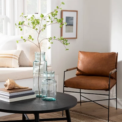 Faux Leather & Metal Accent Chair - Black/Brown - Hearth & Hand™ With Magnolia 1 Faux Leather & Metal Accent Chair - Black/Brown - Hearth & Hand™ With Magnolia