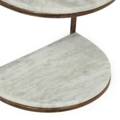 33.5" Bainville Modern Glam Handcrafted Marble Half Round Etagere Bookcase Natural White/Antique Brass - Christopher Knight Home -Homcom Store GUEST 81ab22e6 eb7f 4b88 9722 a7abae7555a6