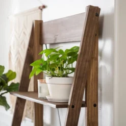 68.25" Boho 4 Tier Solid Wood Ladder Bookshelf Plant Stand - Saracina Home -Homcom Store GUEST 8600b9d3 a5f7 4298 936c 6218adac7344