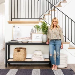 Console Table With Woven Rattan Shelf Black - Threshold™ Designed With Studio McGee 18 Console Table With Woven Rattan Shelf Black - Threshold™ Designed With Studio McGee -Homcom Store GUEST 8850858f 6d86 4502 8112 f583beb8eb20