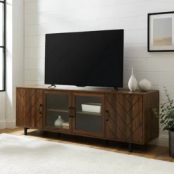 Vik Modern Boho 4 Door Herringbone TV Stand For TVs Up To 80" - Saracina Home -Homcom Store GUEST 9063eb92 b49a 4de7 8042 61e07cd7b281