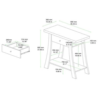 Herman Wood 1 Drawer Console Table - Baxton Studio 9 Herman Wood 1 Drawer Console Table - Baxton Studio - Image 9
