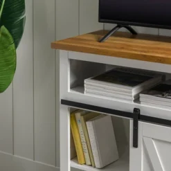 Transitional Sliding Barndoor Highboy TV Stand For TVs Up To 58" - Saracina Home -Homcom Store GUEST 9668399f e5a7 419a a34e f0354846aab9