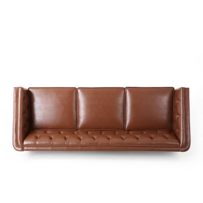 Ovando Contemporary Upholstered 3 Seater Sofa - Christopher Knight Home 3 Ovando Contemporary Upholstered 3 Seater Sofa - Christopher Knight Home - Image 3