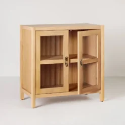 Grooved Wood With Glass 2-Door Cabinet - Natural - Hearth & Hand™ With Magnolia 8 Grooved Wood With Glass 2-Door Cabinet - Natural - Hearth & Hand™ With Magnolia -Homcom Store GUEST 9aa7705a c66f 495b 80dd 55470dae1fa8