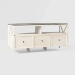 Farmhouse 3 Drawer Wood TV Stand For TVs Up To 65" - Saracina Home -Homcom Store GUEST 9c05f01d 83d8 411e ae5d 3185861747c7