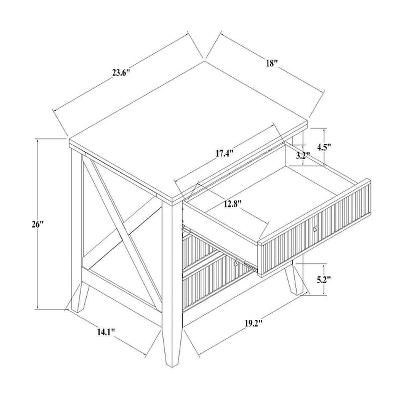 Wrentham Beadboard Farmhouse 3 Drawer Nightstand White - Threshold™ 4 Wrentham Beadboard Farmhouse 3 Drawer Nightstand White - Threshold™ - Image 4