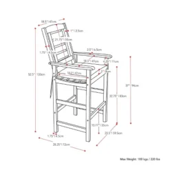 Miramar 5pc Square Wood Patio Bar Height Dining Set - Cinnamon Brown/Black - CorLiving -Homcom Store GUEST a5d26a7b 3809 4499 a602 b3b85513717b