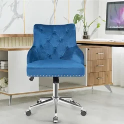 Tangkula Velvet Desk Chair Upholstered 360°Swivel Height Adjustable Rolling Office Chair For Office Bedroom Living Room -Homcom Store GUEST a867090d c5e7 46a7 b203 9413c5456318