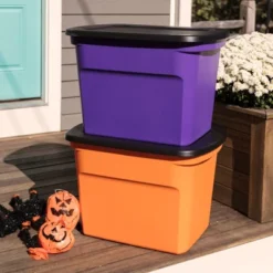 Sterilite 18 Gallon Orange Plastic Storage Container Bin Tote With Black Lid, Halloween -Homcom Store GUEST a9f43b31 35e0 4c1a 89db e6cc67339af9