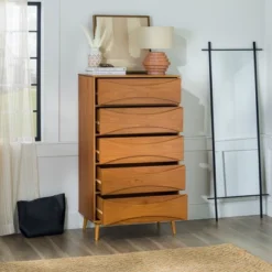 Mid-Century Modern Contoured 5 Drawer Chest Of Drawers - Saracina Home 22 Mid-Century Modern Contoured 5 Drawer Chest Of Drawers - Saracina Home -Homcom Store GUEST ac3142e8 8860 4ea9 a029 c515f6848ecc
