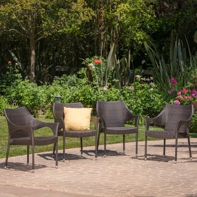 Mirage 4pk Wicker Stacking Chairs - Brown - Christopher Knight Home 1 Mirage 4pk Wicker Stacking Chairs - Brown - Christopher Knight Home