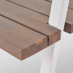 Huckleberry Rectangle Acacia Wood Patio Dining Table With Iron Plant Hanger Dark Brown/White - Christopher Knight Home -Homcom Store GUEST af676181 7153 4cb0 a368 3583d1a998d0