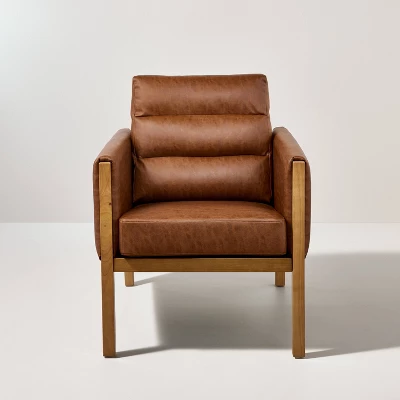 Faux Leather Upholstered Accent Arm Chair - Cognac - Hearth & Hand™ With Magnolia 2 Faux Leather Upholstered Accent Arm Chair - Cognac - Hearth & Hand™ With Magnolia - Image 2