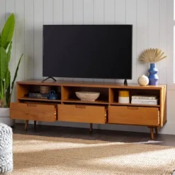Cara 3 Drawer Mid-Century Modern 3 Drawer TV Stand For TVs Up To 80" - Saracina Home 25 Cara 3 Drawer Mid-Century Modern 3 Drawer TV Stand For TVs Up To 80" - Saracina Home -Homcom Store GUEST b7160973 1c5a 4aa1 ad9a e32bedffb8a0