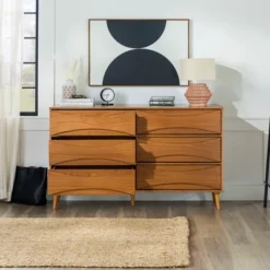 Mid-Century Modern Contoured 6 Drawer Dresser - Saracina Home 27 Mid-Century Modern Contoured 6 Drawer Dresser - Saracina Home -Homcom Store GUEST ba7b3ae6 3452 443a 9d57 85e8321e0910