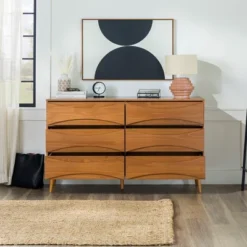 Mid-Century Modern Contoured 6 Drawer Dresser - Saracina Home 28 Mid-Century Modern Contoured 6 Drawer Dresser - Saracina Home -Homcom Store GUEST bb625515 9b28 47ce aec8 80be9f788699