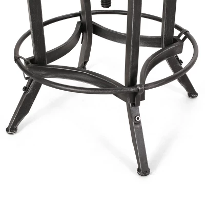 2pc Farmdale Industrial Firwood Adjustable Height Swivel Counter Height Barstools Antique Natural/Pewter - Christopher Knight Home 8 2pc Farmdale Industrial Firwood Adjustable Height Swivel Counter Height Barstools Antique Natural/Pewter - Christopher Knight Home - Image 8