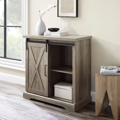 Tertia Industrial Accent Cabinet With Sliding X Barn Door - Saracina Home 1 Tertia Industrial Accent Cabinet With Sliding X Barn Door - Saracina Home