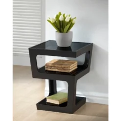 Clara Modern End Table With 3 Tieglass Shelves Black - Baxton Studio 5 Clara Modern End Table With 3 Tieglass Shelves Black - Baxton Studio -Homcom Store GUEST c4bf1ebc ed46 455a 84c1 69ad1ed6b5c5