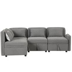 122.8" Minimalist Convertible Modular Sofa, Upholstered Sectional Sofa Couch With 5 Pillows-ModernLuxe 22 122.8" Minimalist Convertible Modular Sofa, Upholstered Sectional Sofa Couch With 5 Pillows-ModernLuxe -Homcom Store GUEST c55d6496 6226 452d a300 c368aa7a8106