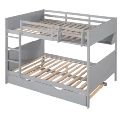 Separable Full-Over-Full Bunk Bed With Twin Size Trundle And Bookshelf - ModernLuxe -Homcom Store GUEST c6442f8c 87ab 4462 b294 53853d968072