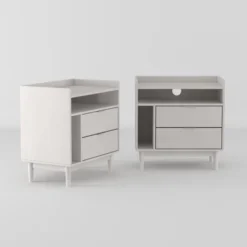2pk Mid-Century Modern Solid Wood 2 Drawer Storage Nightstands - Saracina Home 25 2pk Mid-Century Modern Solid Wood 2 Drawer Storage Nightstands - Saracina Home -Homcom Store GUEST c880a12d 845d 41f3 8c73 9ddb9ed4b555